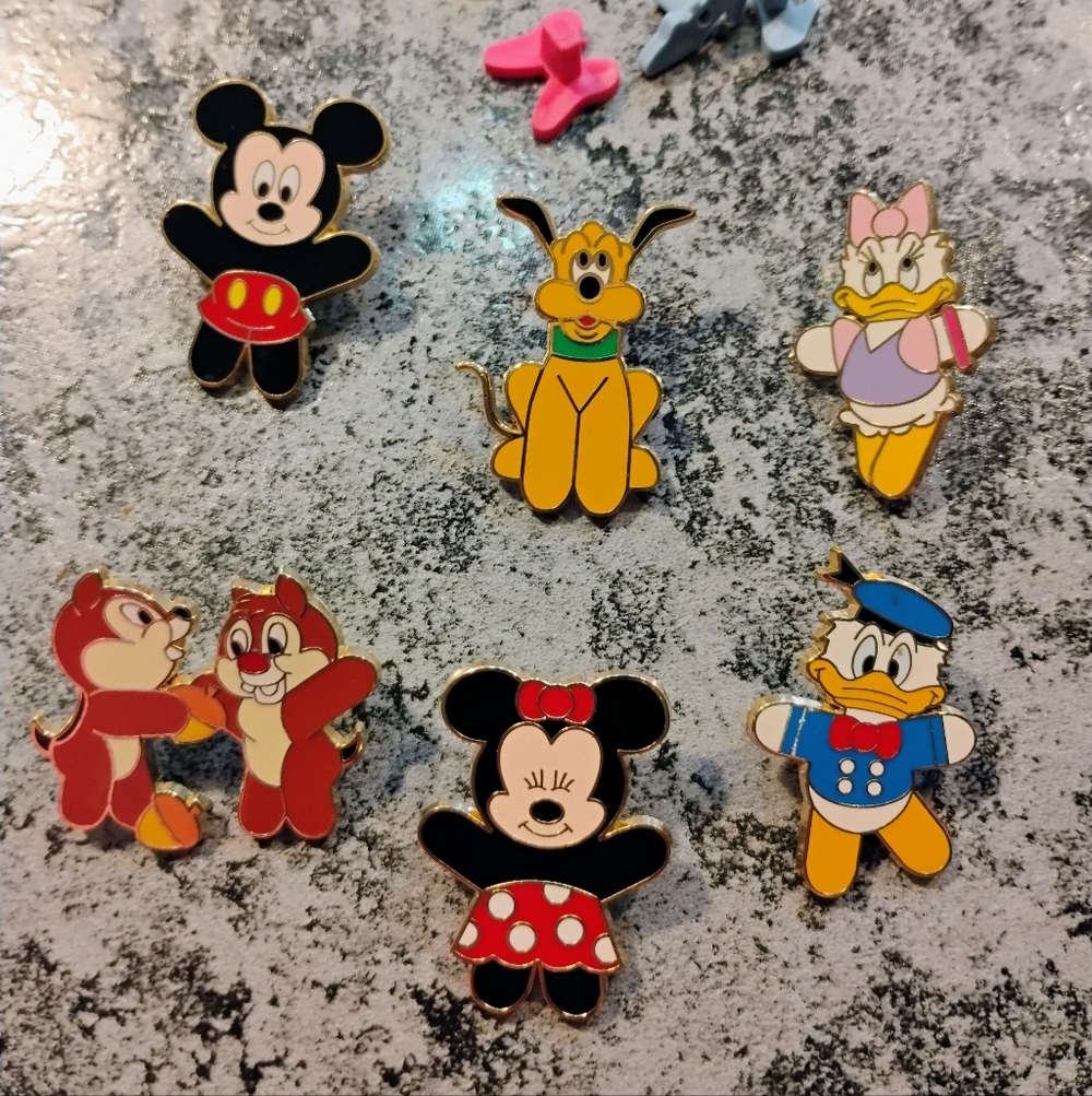 Disney Character Pin Collection - Red, Yellow, Blue